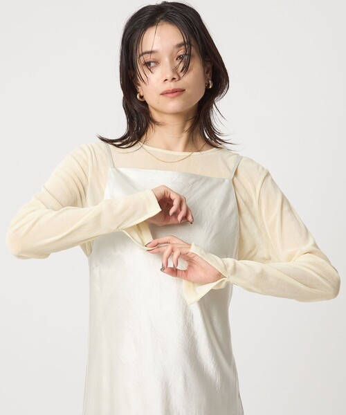 green label relaxing(グリーンレーベルリラクシング)の「極みシアーフロッキーT(Tシャツ/カットソー・レディース・ライトブルー/ライトピンク/ブラック/グレー/オフホワイト/ダークブラウン・FREE)」の2枚目の写真