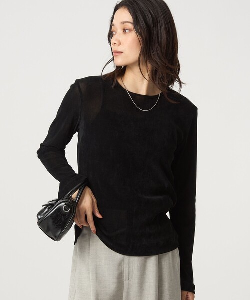 green label relaxing(グリーンレーベルリラクシング)の「極みシアーフロッキーT(Tシャツ/カットソー・レディース・ライトブルー/ライトピンク/ブラック/グレー/オフホワイト/ダークブラウン・FREE)」の3枚目の写真