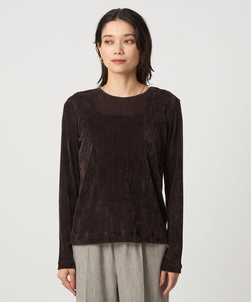 green label relaxing(グリーンレーベルリラクシング)の「極みシアーフロッキーT(Tシャツ/カットソー・レディース・ライトブルー/ライトピンク/ブラック/グレー/オフホワイト/ダークブラウン・FREE)」の7枚目の写真