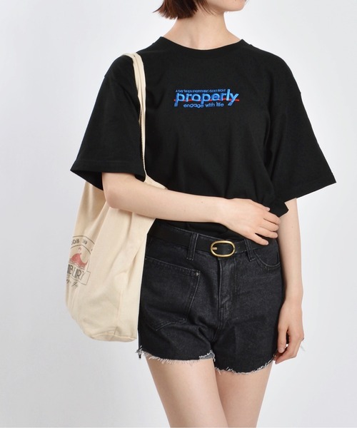 セール】【MODISH GAZE】properly刺繍半袖Tシャツ（Tシャツ