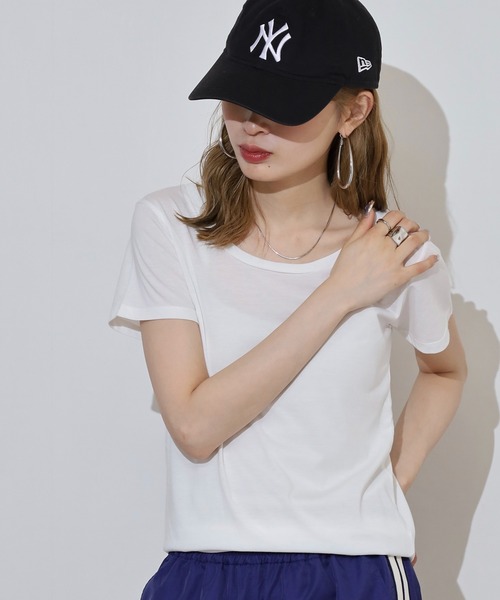 TRUSS(トラス)の「TRUSS ウィメンズベーシックTシャツ(Tシャツ/カットソー・レディース・ホワイト/ブラック/ヘザーグレー/イエロー/ピンク/アクア・L/M)」の11枚目の写真