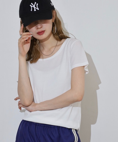 TRUSS(トラス)の「TRUSS ウィメンズベーシックTシャツ(Tシャツ/カットソー・レディース・ホワイト/ブラック/ヘザーグレー/イエロー/ピンク/アクア・L/M)」の12枚目の写真