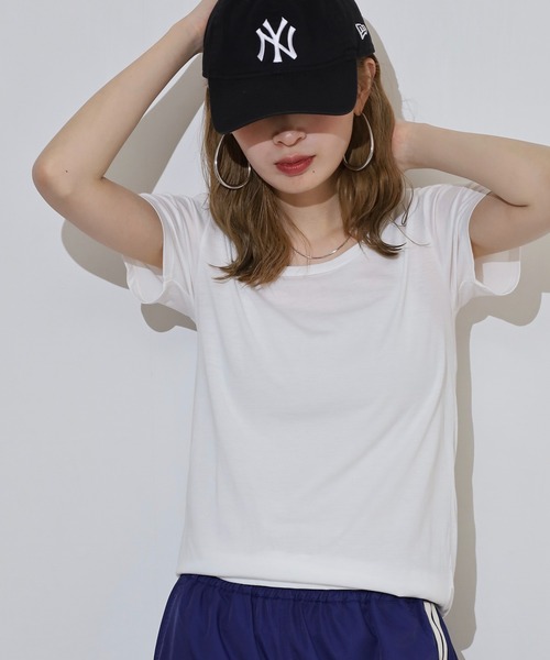 TRUSS(トラス)の「TRUSS ウィメンズベーシックTシャツ(Tシャツ/カットソー・レディース・ホワイト/ブラック/ヘザーグレー/イエロー/ピンク/アクア・L/M)」の14枚目の写真