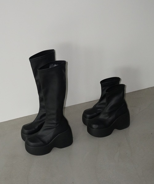 ウェーブソール ウェッジショートブーツ chs25a008（ブーツ）｜chuclla