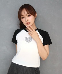 CECIL McBEE（セシルマクビー）の「ラインストーンロゴ　ラグランコンパクトトップス（テーラードジャケット）」