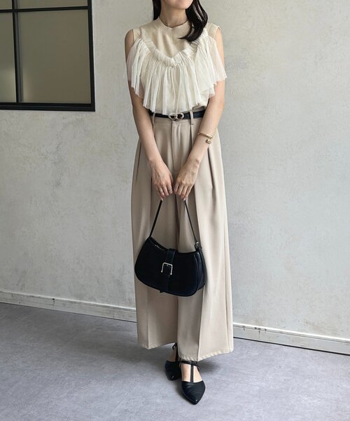 Thevon（ゼボン）の「チュールビスチェノースリニット（ニット/セーター・レディース・チャコールグレー/アイボリー/ブラック・FREE）」の9枚目の写真