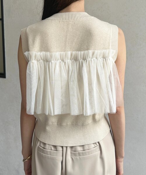 Thevon（ゼボン）の「チュールビスチェノースリニット（ニット/セーター・レディース・チャコールグレー/アイボリー/ブラック・FREE）」の13枚目の写真