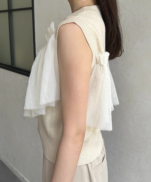 Thevon（ゼボン）の「チュールビスチェノースリニット（ニット/セーター・レディース・チャコールグレー/アイボリー/ブラック・FREE）」の16枚目の写真