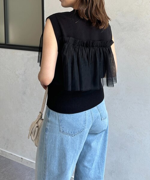 Thevon（ゼボン）の「チュールビスチェノースリニット（ニット/セーター・レディース・チャコールグレー/アイボリー/ブラック・FREE）」の19枚目の写真