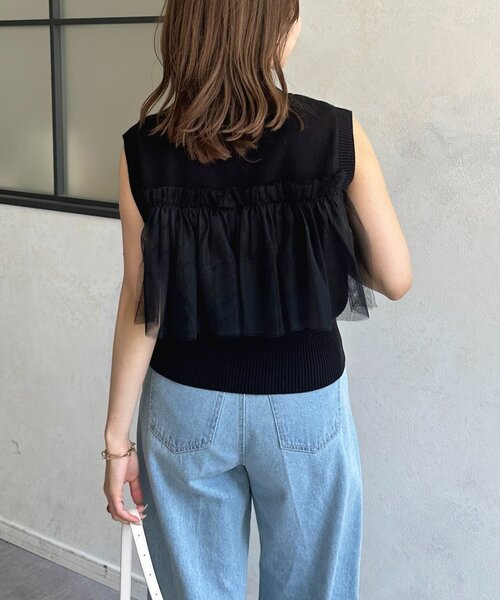 Thevon（ゼボン）の「チュールビスチェノースリニット（ニット/セーター・レディース・チャコールグレー/アイボリー/ブラック・FREE）」の20枚目の写真