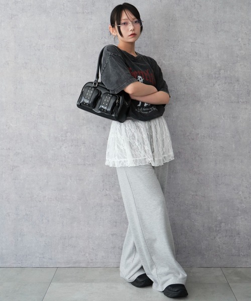 WEGO（ウィゴー）の「WEGO/スタッズ付き立体ポケットボストン（ハンドバッグ・レディース・ブラウン/ブラック・FREE）」の10枚目の写真