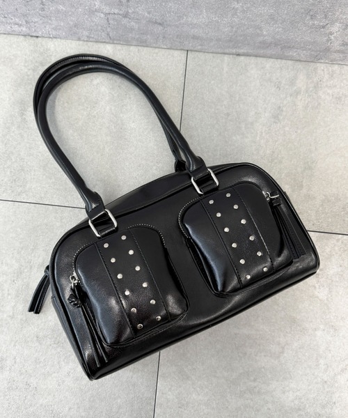 WEGO（ウィゴー）の「WEGO/スタッズ付き立体ポケットボストン（ハンドバッグ・レディース・ブラウン/ブラック・FREE）」の20枚目の写真