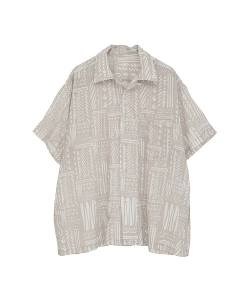 CONVERSE TOKYO（コンバーストウキョウ）の「BLOCK PRINT OVERSIZED SHIRT（シャツ/ブラウス・レディース・ベージュ/ネイビー/サックスブルー・FREE）」の6枚目の写真