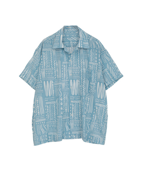 CONVERSE TOKYO（コンバーストウキョウ）の「BLOCK PRINT OVERSIZED SHIRT（シャツ/ブラウス・レディース・ベージュ/ネイビー/サックスブルー・FREE）」の12枚目の写真