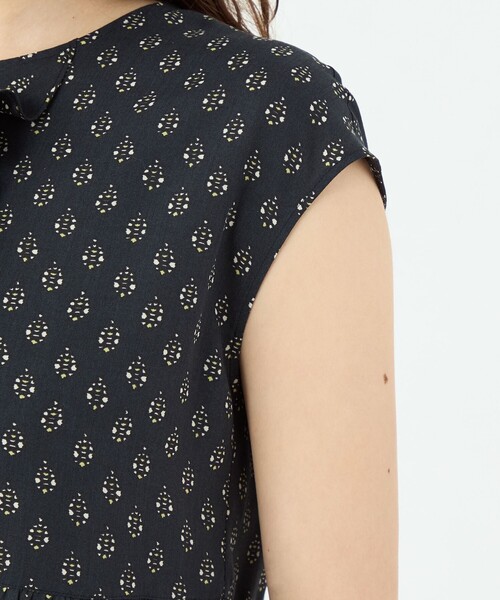 セール】レーヨンプリント アシンメトリーフリルブラウス（シャツ