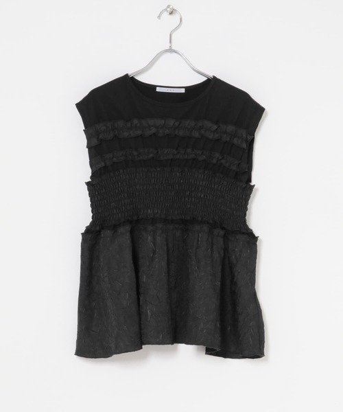 KBF（ケイビーエフ）の「フリルドッキングカットソー（Tシャツ/カットソー・レディース・ブラック/アイボリー・ONE）」の14枚目の写真