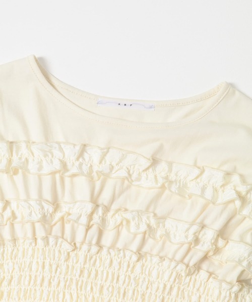 KBF（ケイビーエフ）の「フリルドッキングカットソー（Tシャツ/カットソー・レディース・ブラック/アイボリー・ONE）」の16枚目の写真