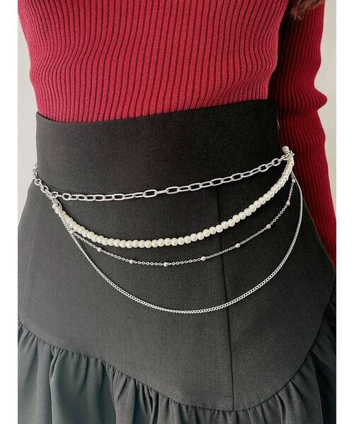 RESEXXY（リゼクシー）の「パールチェーンベルト（ベルト・レディース・シルバー/ゴールド・FREE）」の2枚目の写真