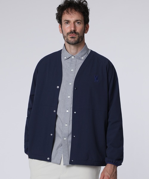 セール】ナイロン カーディガンジャケット（ノーカラージャケット