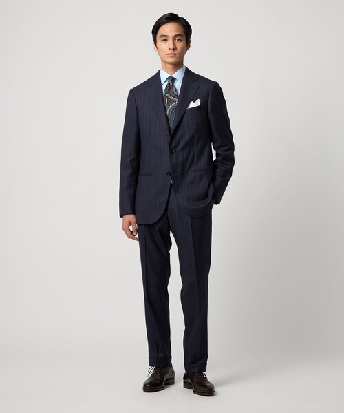 UNITED ARROWS スーツセット 130 シャークスキン ストライプ シングル3B スーツ S‐MODEL ヨコストレッチ