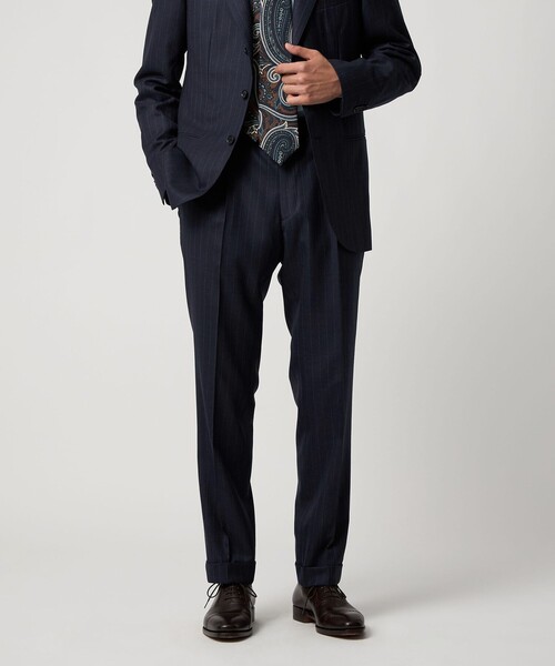 シャークスキン ストライプ シングル3B スーツ S‐MODEL ヨコストレッチ