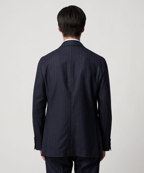 シャークスキン ストライプ シングル3B スーツ S‐MODEL ヨコストレッチ