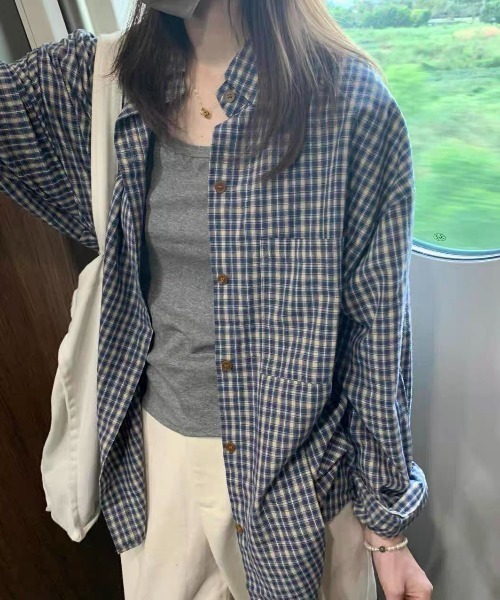 Sibra（シブラ）の「ゆるっと羽織れる、選べる3柄チェックシャツ（シャツ/ブラウス・レディース・グリーン/ブルー・M）」の19枚目の写真