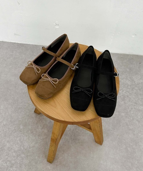 archives（アルシーヴ）の「スウェードバレエシューズ（バレエシューズ・レディース・ブラック/キャメル・MEDIUM/LARGE）」の2枚目の写真