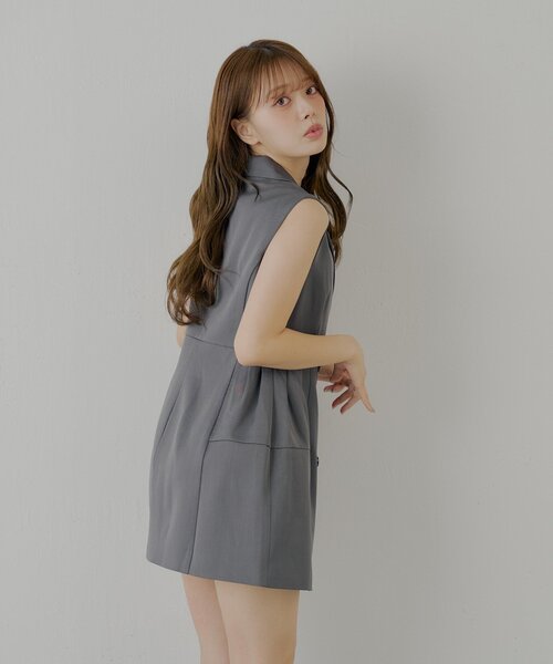 SALON by Chico】ボンディングボリュームフレアスーツミニワンピース