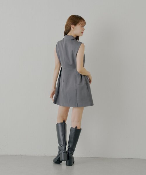 SALON by Chico】ボンディングボリュームフレアスーツミニワンピース