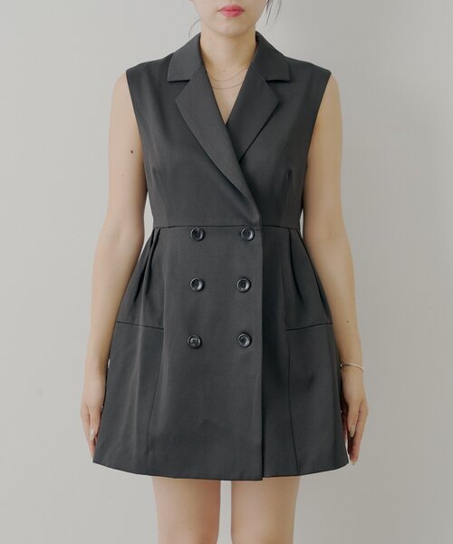 Chico（チコ）の「【SALON by Chico】ボンディングボリュームフレアスーツミニワンピース（ワンピース・レディース・ブラック/グレー・FREE）」の14枚目の写真