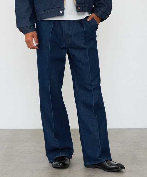 Lee(リー)の「Lee/リー【NEW】WRANCHER WIDE DENIM/ランチャーフレアーワイドデニム/センタープレス入りデニム/ワイドデニムパンツ(デニムパンツ・メンズ・ブルー/インディゴブルー・MEDIUM/LARGE/SMALL/X-LARGE)」の4枚目の写真