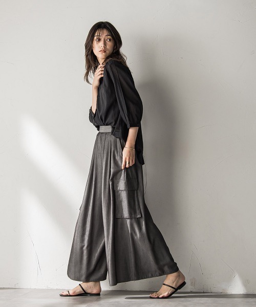 MAYSON GREY（メイソングレイ）の「【WEB限定】バンドカラー楊柳7分袖シャツ≪洗濯機で洗える≫（シャツ/ブラウス・レディース・ベージュ/ホワイト/グリーン/ブラック・M）」の16枚目の写真