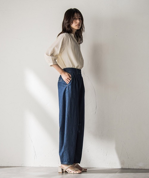 MAYSON GREY（メイソングレイ）の「【WEB限定】バンドカラー楊柳7分袖シャツ≪洗濯機で洗える≫（シャツ/ブラウス・レディース・ベージュ/ホワイト/グリーン/ブラック・M）」の22枚目の写真