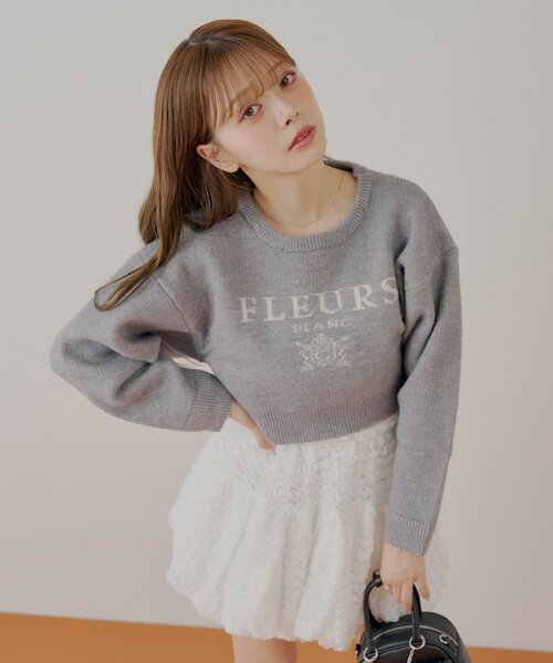 REVIVAL/WEB限定】襟取り外しロゴジャガードショートニット