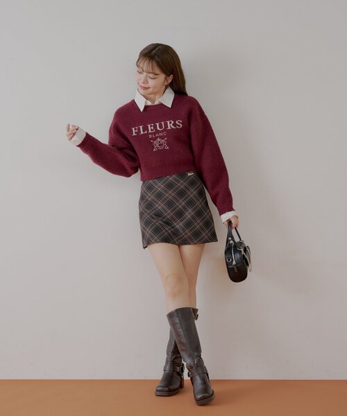 Chico(チコ)の「【REVIVAL/WEB限定】襟取り外しロゴジャガードショートニット(ニット/セーター・レディース・ブラック/グレー/レッド/アイボリー・FREE)」の10枚目の写真