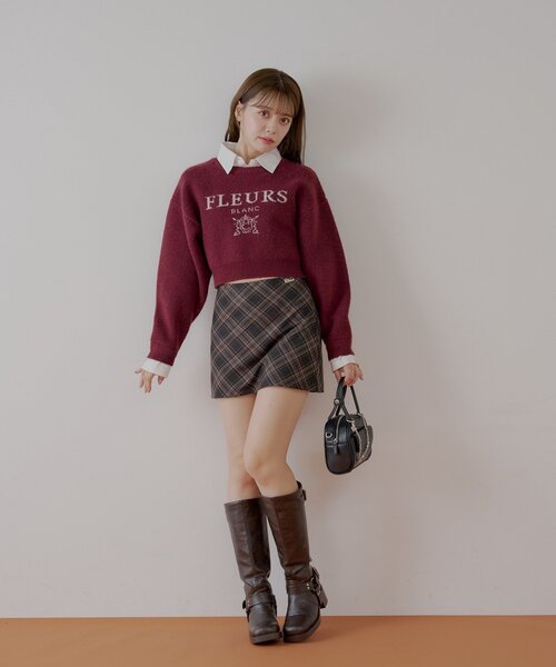 Chico(チコ)の「【REVIVAL/WEB限定】襟取り外しロゴジャガードショートニット(ニット/セーター・レディース・ブラック/グレー/レッド/アイボリー・FREE)」の11枚目の写真