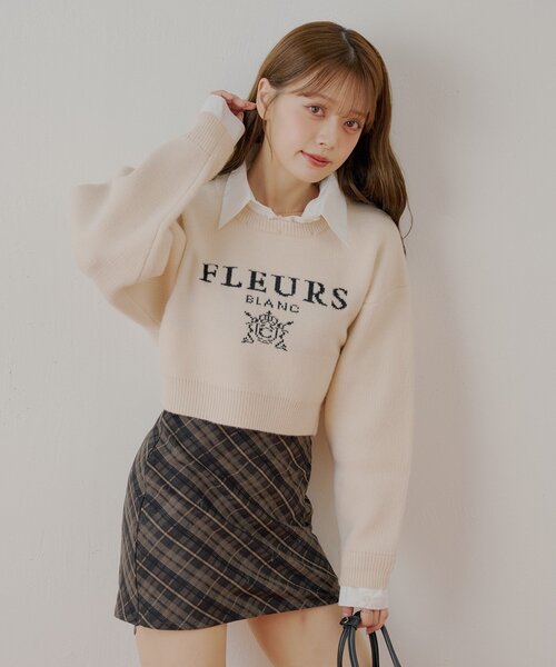 早い者勝ち❗️伊太利屋★新品❗️プリントニットコート REVIVAL/WEB限定】襟取り外しロゴジャガードショートニット