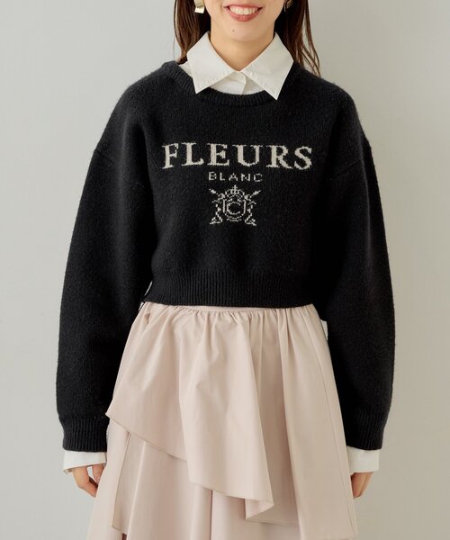 早い者勝ち❗️伊太利屋★新品❗️プリントニットコート REVIVAL/WEB限定】襟取り外しロゴジャガードショートニット