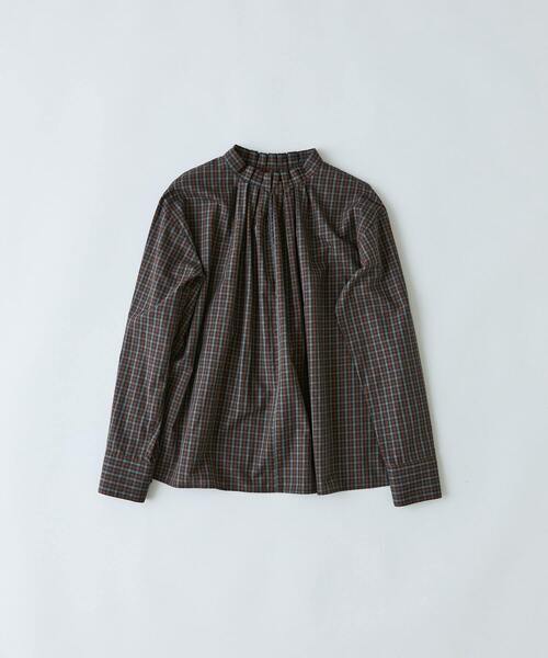 conges payes ADIEU TRISTESSE(コンジェ ペイエ アデュートリステス)の「◆タックフリルブラウス(シャツ/ブラウス・レディース・オフホワイト/チャコールグレー/チェック・38)」の5枚目の写真