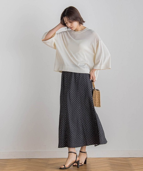 Droite lautreamont(ドロワットロートレアモン)の「【WEB限定】サッカードットプリントスカート≪手洗い可能≫(スカート・レディース・ブラック/オフホワイト・M)」の13枚目の写真