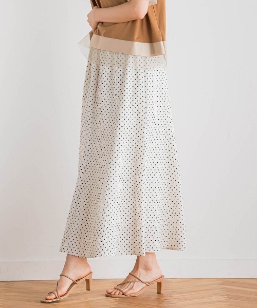 Droite lautreamont(ドロワットロートレアモン)の「【WEB限定】サッカードットプリントスカート≪手洗い可能≫(スカート・レディース・ブラック/オフホワイト・M)」の3枚目の写真