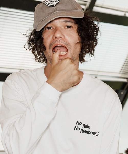 No Rain No Rainbow(ノーレインノーレインボー)の「mlt5393-logo printed long sleeve T-shirt ロングスリーブカットソー(NR25W-28)(Tシャツ/カットソー・メンズ・ホワイト/ブラック/ネイビー・S/M/L/XL)」の5枚目の写真