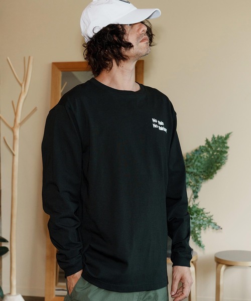 No Rain No Rainbow(ノーレインノーレインボー)の「mlt5393-logo printed long sleeve T-shirt ロングスリーブカットソー(NR25W-28)(Tシャツ/カットソー・メンズ・ホワイト/ブラック/ネイビー・S/M/L/XL)」の15枚目の写真