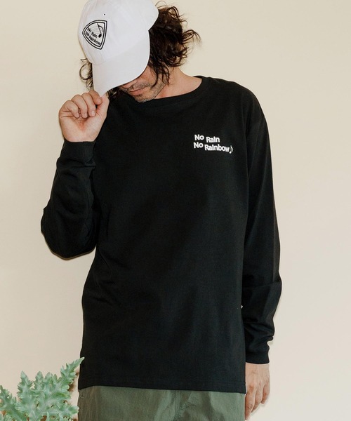 No Rain No Rainbow(ノーレインノーレインボー)の「mlt5393-logo printed long sleeve T-shirt ロングスリーブカットソー(NR25W-28)(Tシャツ/カットソー・メンズ・ホワイト/ブラック/ネイビー・S/M/L/XL)」の17枚目の写真