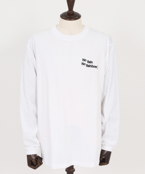 No Rain No Rainbow(ノーレインノーレインボー)の「mlt5393-logo printed long sleeve T-shirt ロングスリーブカットソー(NR25W-28)(Tシャツ/カットソー・メンズ・ホワイト/ブラック/ネイビー・S/M/L/XL)」の21枚目の写真