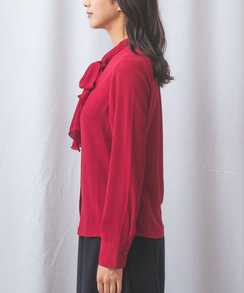 NARACAMICIE（ナラカミーチェ）の「【NARACAMICIE】無地ジョーゼットラッフルボウタイ長袖ブラウス（シャツ/ブラウス・レディース・レッド/ブラック/ネイビー・M/L/S）」の15枚目の写真