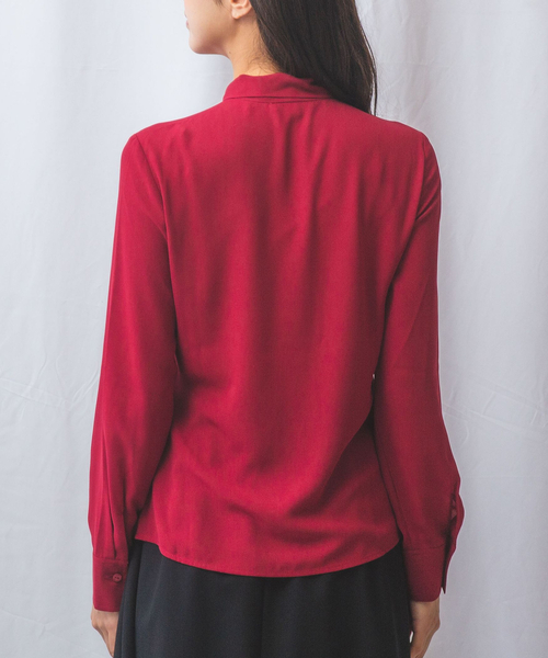 NARACAMICIE（ナラカミーチェ）の「【NARACAMICIE】無地ジョーゼットラッフルボウタイ長袖ブラウス（シャツ/ブラウス・レディース・レッド/ブラック/ネイビー・M/L/S）」の14枚目の写真