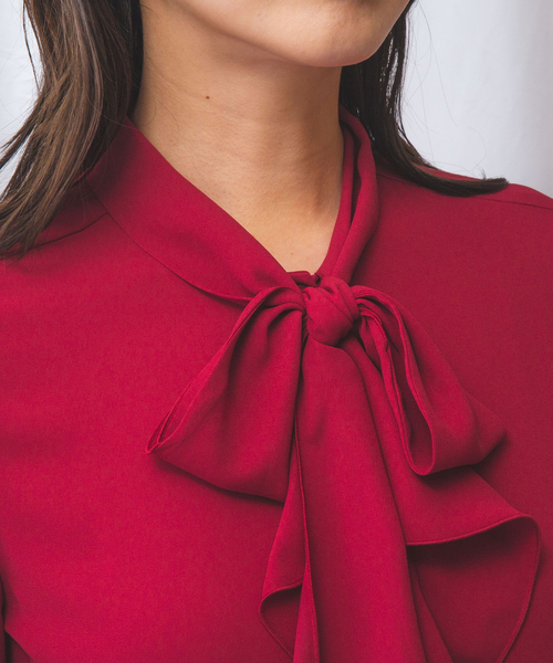 NARACAMICIE（ナラカミーチェ）の「【NARACAMICIE】無地ジョーゼットラッフルボウタイ長袖ブラウス（シャツ/ブラウス・レディース・レッド/ブラック/ネイビー・M/L/S）」の13枚目の写真