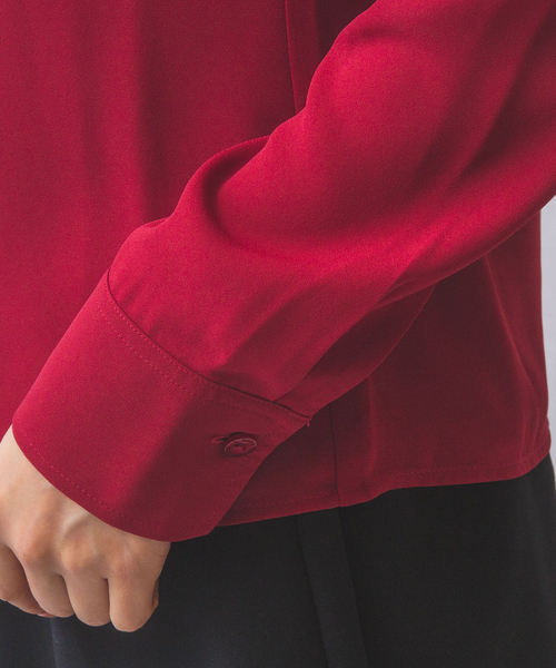 NARACAMICIE（ナラカミーチェ）の「【NARACAMICIE】無地ジョーゼットラッフルボウタイ長袖ブラウス（シャツ/ブラウス・レディース・レッド/ブラック/ネイビー・M/L/S）」の9枚目の写真